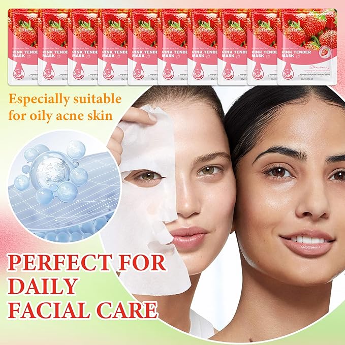 10 Pack Variety Facial Sheet Masks Skin Care Set, Hydrating Bulk Sheet Face Masks Skincare Gifts Set for Women Men, Long Lasting Moisturizing Face Mask Skincare for All Skin Type（C4