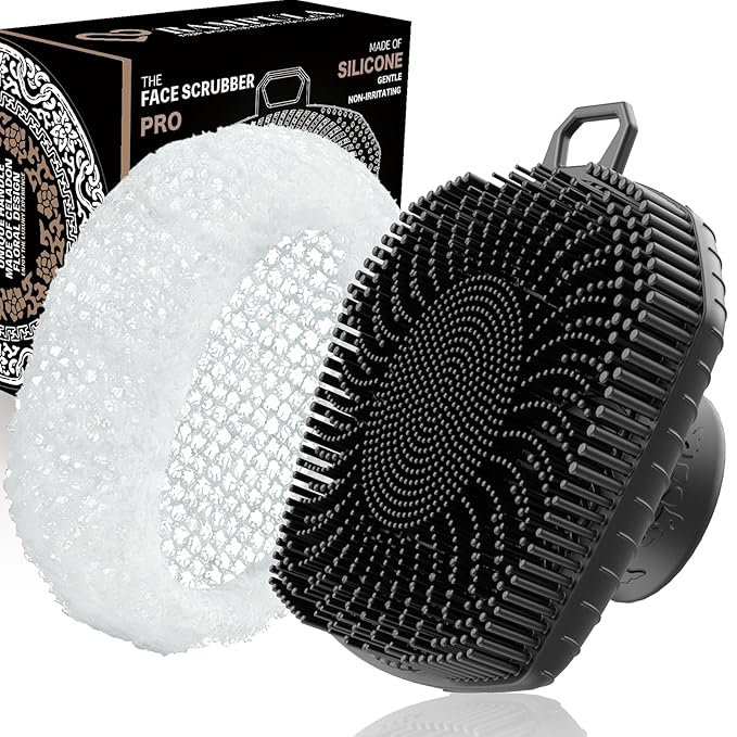 Face Scrubber & African Net, Silicone Exfoliating Brush for Men Women, Facial Cleansing Brush, Manual Waterproof Cleansing Skin Care, Blackhead Removing Pore Cleansing Massaging Face Brushes