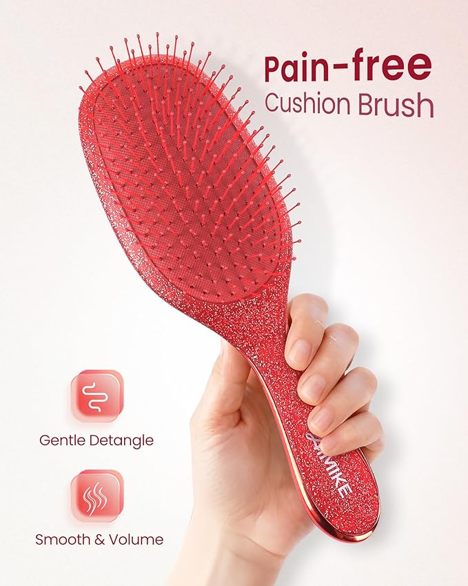 Gift for Women, Gifts for Kids & Teen Girls, AIMIKE Painless Hair Brush Detangler w/Soft Bristles, Extra Gentle Hairbrush for Fine or Daughter's Hair, Ideal Holiday Presents