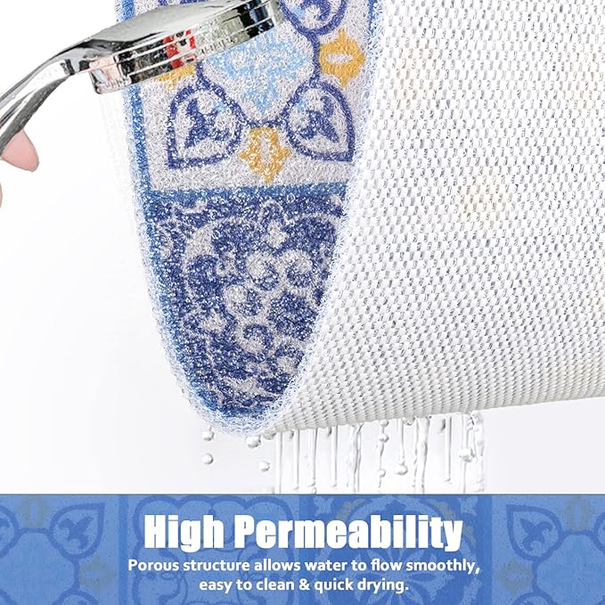 Non Slip Shower Mat, Soft Comfortable Shower Floor Mat with Drain, PVC Loofah Bath Mat for Shower, Bathroom and Wet Areas, Quick Drying Easy Cleaning
