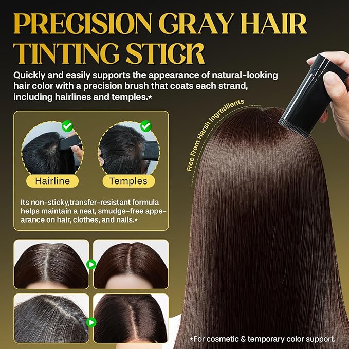 Safe and Convenient Comb Hair Dye,Portable Color Touch-Up Wand Waterproof and Sweat-Proof,Quick Touch-Ups,Instantly Covers Gray Roots Precision Brush-0.7Fl.oz (light brown)