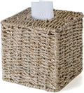 Seagrass Tissue Box Cover, Wicker Tissue Box Holder Square, Hand Woven Cube Tissue Box Cover Tissue Holder for Bathroom Living Room Kitchen Office, Natural