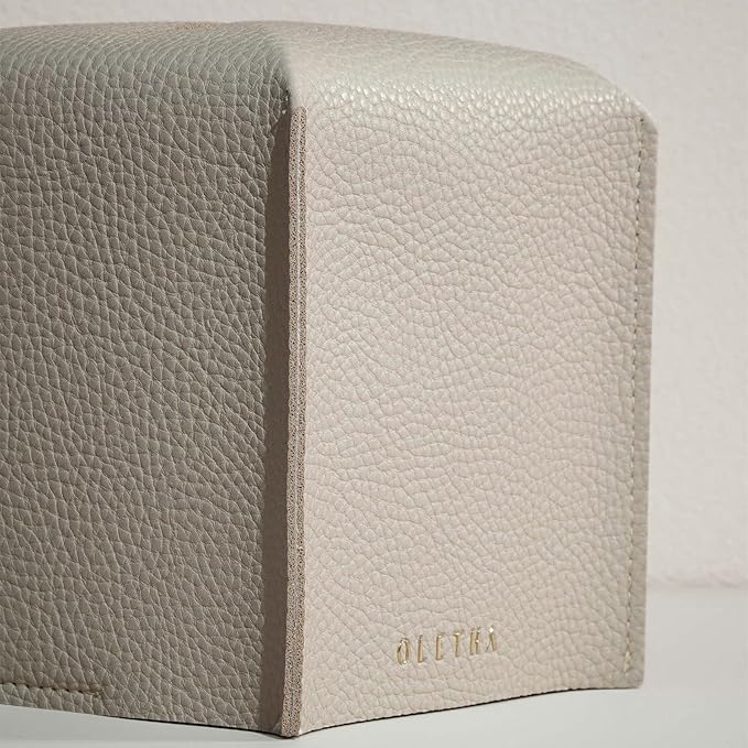 OLETHA Square Tissue Box Cover - Aesthetic Desk Decor for Room, Home & Office - Tissues Cube Boxes Holder - Light Taupe