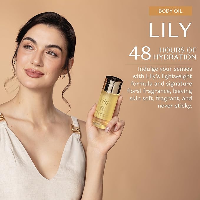 Lily Scented Body Oil, Lightweight and Fast Absorbing Moisturizing Body Oil, 5 Ounce