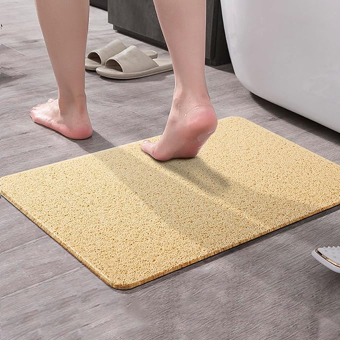 Asvin Soft Textured Bath, Shower, Tub Mat, 24x16 Inch, Phthalate Free, Non Slip Comfort Bathtub Mats with Drain, PVC Loofah Bathroom Mats for Wet Areas, Quick Drying