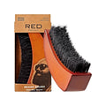 Red by Kiss Beard Brush with 100% Natural Boar Bristles for Men, Premium Wooden Brush, Beards Mustaches Grooming Shaving Comb, Tame and Soften Facial Hair (Moon Shape)