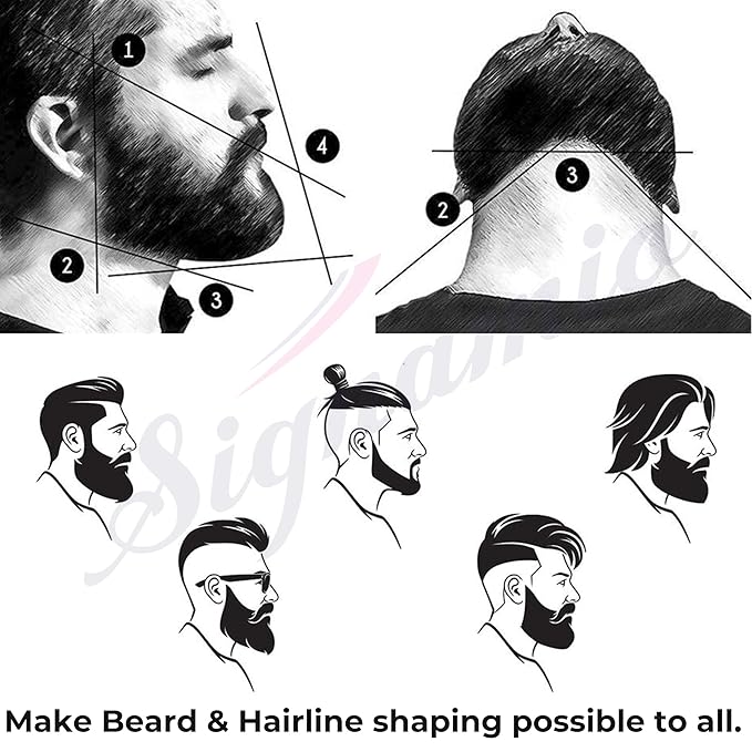 SIGNAMIO® All In One Multipurpose Clear Shaper - Beard Shaper Kit - Premium Shaping Tool - 100% Clear | Many Styles - The Ultimate Beard/Hair Lineup - Pack-1