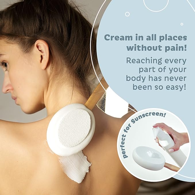 Bamboo Back Brush - Eco-Friendly Long Handled Lotion Applicator - Moisturizing - SKIN CLEANING BRUSH