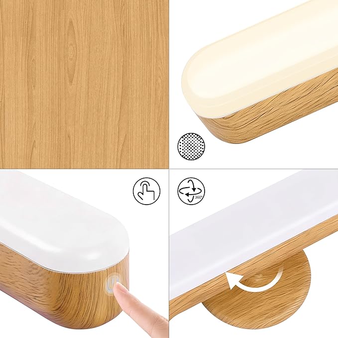 Set of 2 Wireless Vanity Makeup Lights for Mirror, Rechargeable LED Stick On Light Bar for Bathroom Mirror with Dimmable 3 CCT, Long Battery Life Cordless Light for Vanity Desk(Light Brown)