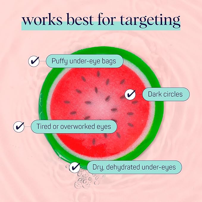 SpaLife Watermelon Cooling Eye Pads, 48 Hydrating Under Eye Patches for Puffiness, Dark Circles, and Tired Eyes, Infused with Hyaluronic Acid, Glycerin, and Vitamin C, Fruity Scent