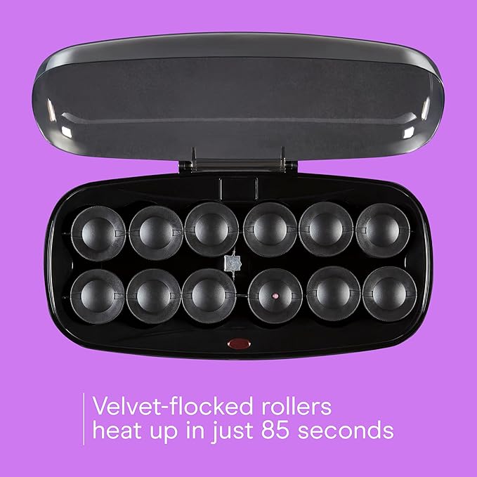 Conair Hot Rollers for Long, Medium & Short Hair, 12 Jumbo 1 ½" Heated Hair Rollers with Clips, Hot Curlers for Women, Volume & Curls, Amazon Exclusive, Black