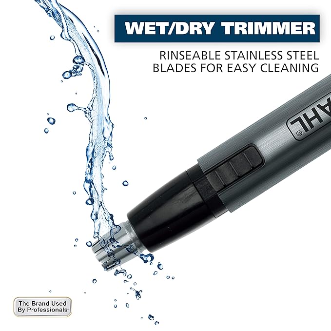 WAHL Micro Groomsman Personal Trimmer, Battery Powered | Rinseable Heads | Interchangeable Heads | For Facial Detailing | Model 05640-600