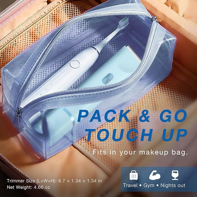 Bikini Trimmer for Women, Dual-Ended Electric Razor Personal Shaver for Bikini Line & Pubic Hair, Waterproof USB-C Rechargeable Body & Face Trimmer for Underarms & Legs (Sky Blue)