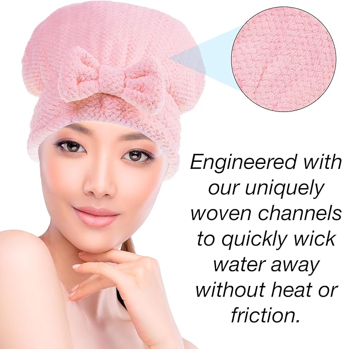 EXPRESSIONS Quick Dry Hair Bonnet – Ultra Absorbent Microfiber Drying Cap for All Hair Types, Soft & Lightweight Towel Bonnet for Fast Drying, Frizz Control & Healthy Hair Care