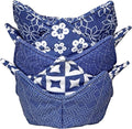 Cotton Microwavable Bowl Cozy, Microwave-Safe Hot Bowl Holders, Soup bowl Cozy Hot Pads (Blue Series)