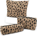 EIMMBD Makeup Bag 3 Pieces Large Capacity Cosmetic Bags Travel Toiletry Bag Organizer Cute Makeup Pouch Storage for Women(Brown Leopard)