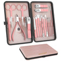 ZIZZON Manicure Set 18 in 1 Professional Pedicure Set Nail scissors Grooming Kit with Leather Travel Case Pink