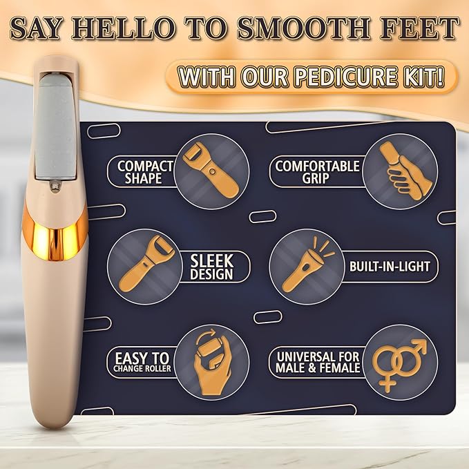 Foot Callus Remover Electric – Callus Grinder for Feet with 2-Speed and 2 Rollers (Coarse & Fine) for Smooth & Soft Feet, Easy to Clean – Compact Electric Foot Sander for Daily Foot Care & Travel Use