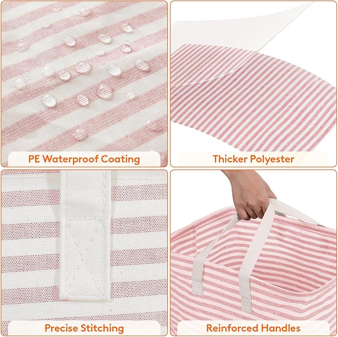 Lifewit 2 Pack Laundry Basket 80L Each, Collapsible Clothes Hamper with Reinforced Handles, Freestanding Waterproof Design for Bedroom and Laundry Room, Grey&Pink 160L Total