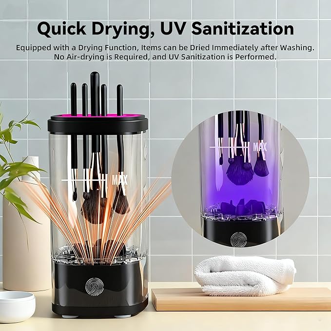 3 IN 1 Electric Makeup Brush Cleaner Machine, Portable Automatic USB Cosmetic Brush Cleaner Dryer for All Size Beauty Makeup Brushes Set, Foundation brush, Contour, Eyeshadow, Blush Brushes