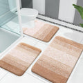 OLANLY Bathroom Rugs Sets 3 Piece, Soft Absorbent Microfiber Bath Mats and U-Shaped Contour Toilet Rug, Plush Shaggy Bath Mat Set for Bathroom (30"x20"+24"x16"+24"x20", Beige)