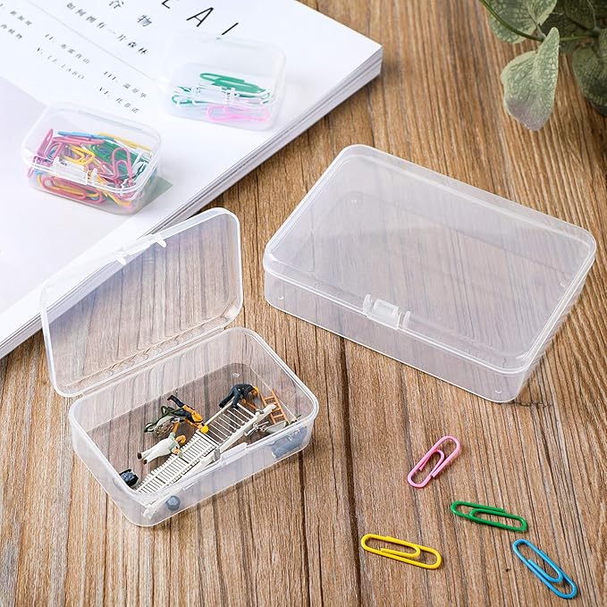96 Pack Rectangular Clear Plastic Storage Containers Box with Hinged Lid for Beads and Other Small Craft Items (Mixed Sizes 2)
