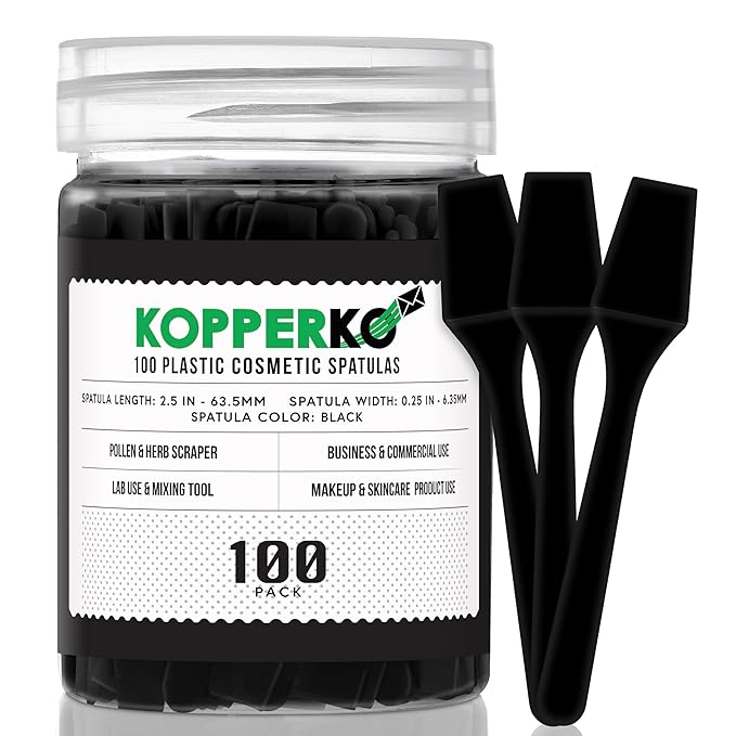 Mini Lotion Spatula (2.5", 100 Pack) - Mini Spatula for Cosmetics, Creams & Crafts | Ointment Applicator for Mixing, Skincare, Face Mask | Disposable Lotion Applicator for Face | Black