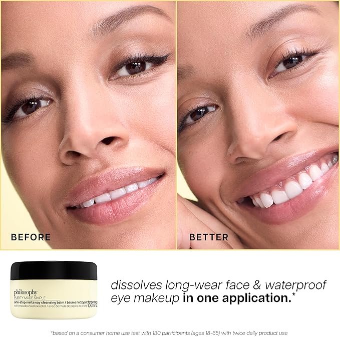philosophy purity made simple one-step facial cleanser- with meadowfoam seed oil gently cleanses & melts away dirt, oil & stubborn makeup paraben-free face wash