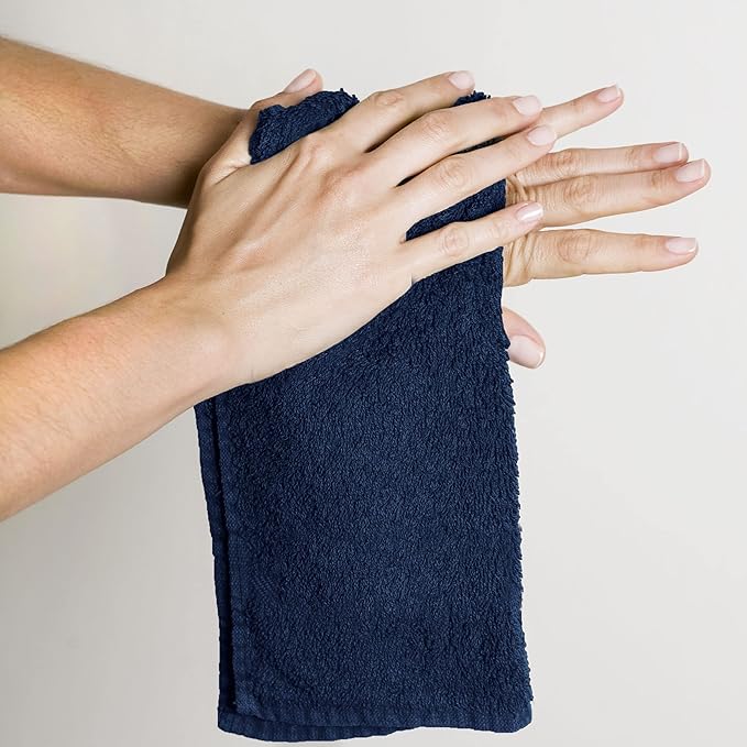 Utopia Towels 12 Pack Cotton Washcloths Set, 100% Ring Spun Cotton, Premium Flannel Face Cloths, Highly Absorbent and Soft Feel Fingertip Towels, Navy