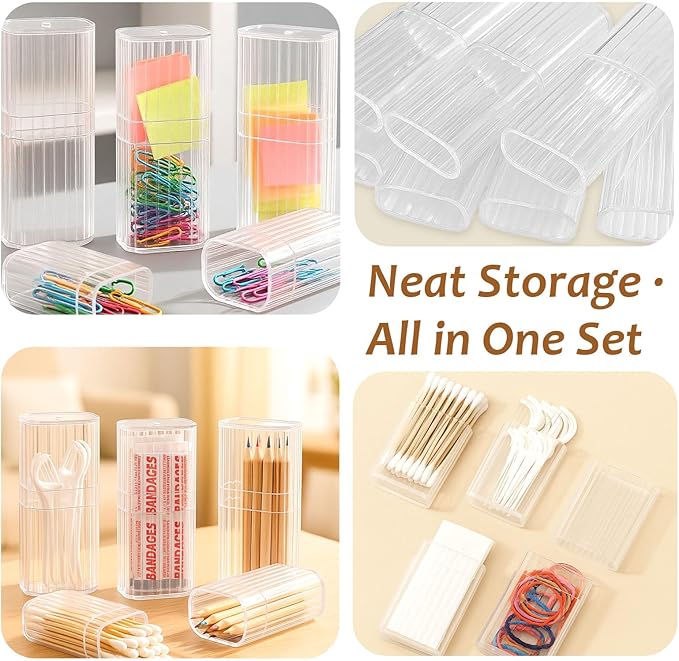 7 Pcs Travel Cotton Swab Holders – Mini Dustproof Swab Cases for Makeup, Cotton Balls, Floss, Hair Ties & Small Cosmetic Storage