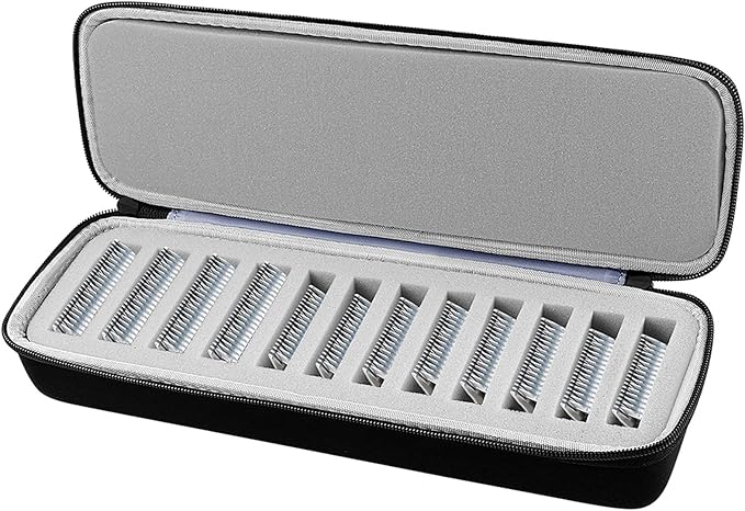 Comecase Grooming Clipper Blade Case Holder Organizer - Hard Travel Carrying Storage Holds 12 Blades - Upgrade