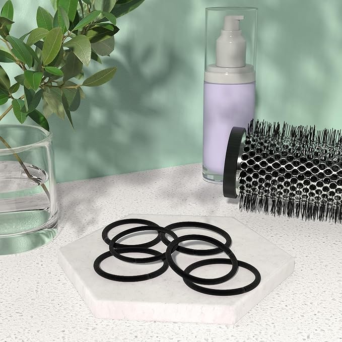 Amazon Basics No Damage Elastic Hair Ties, Ponytail Holders for All Hair Types, Snag-Free, Strong Hold, Black 4 MM, 32 Count