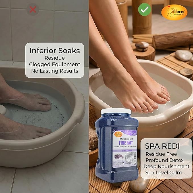 SPA REDI Foot Soak for Pedicure Preparation & Therapeutic Foot Treatment | Pure Mineral Power for Superior Detoxification & Deep Skin Nourishment | Luxurious Spa-Level Calm & Rejuvenation 128 Oz