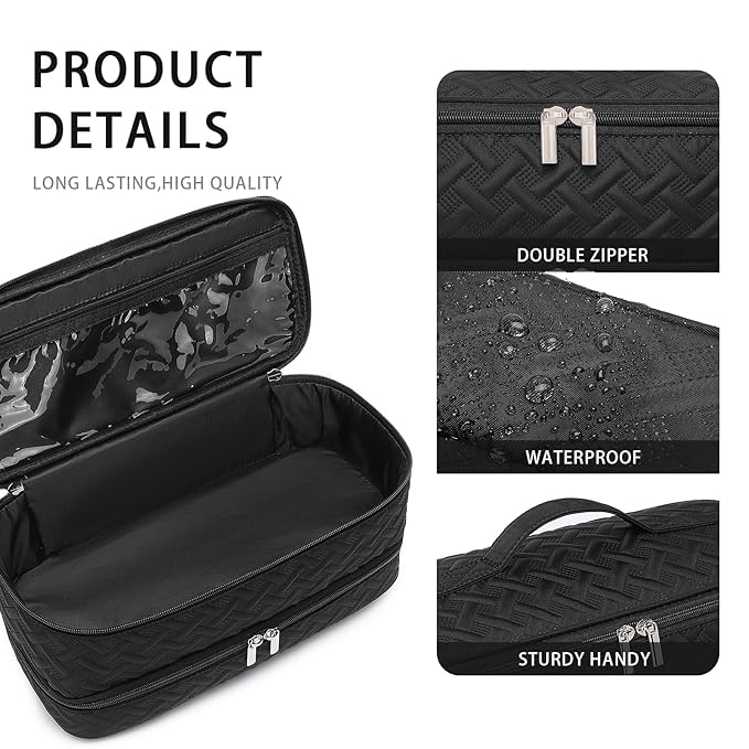 Double-Layer Travel Carrying Case for Revlon One-Step Hair Dryer Brush Volumizer Styler Shark FlexStyle Attachment Portable Storage Organizer Bag Hair Tools Travel Bag (Black)