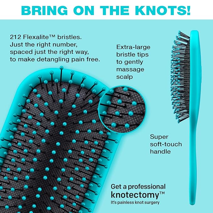 The Knot Dr. hair brush by Conair - Detangling hair brush - Removes Knots and Tangles in wet or dry hair - detangler brush - Blue