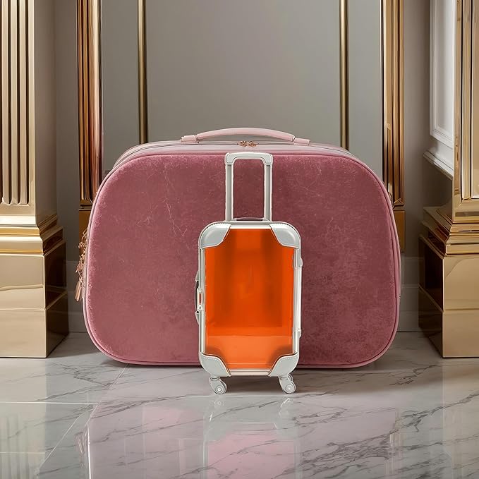 False Eyelash Storage Box, Portable Travel Organizer Mini Luggage False Eyelash Tray Makeup Tool (ORANGE)