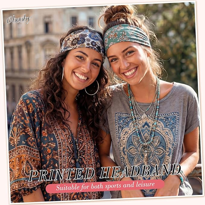 obeoby 8 Pack Headbands for Women, Boho Style Headbands Valentine Day Outfit Accessories for Women Non Slip Fashion Wide Hairband