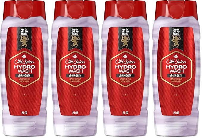 Old Spice Moisturizing Body Wash for Men, Hydro Wash, 2-in-1 Long Lasting Scent & Deep Hydration, 24/7 Shower Fresh, Swagger Scent, 21 oz,2 Count (Pack of 2)