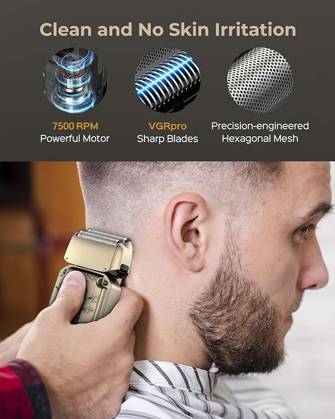 Hair Clippers & Trimmers Set for Men Professional, Waterproof Electric Razor Foil Shaver for Men Face Beard, Cordless for Hair Cutting, 4-Speed Setting, LED Battery Display, Barber or Home Use