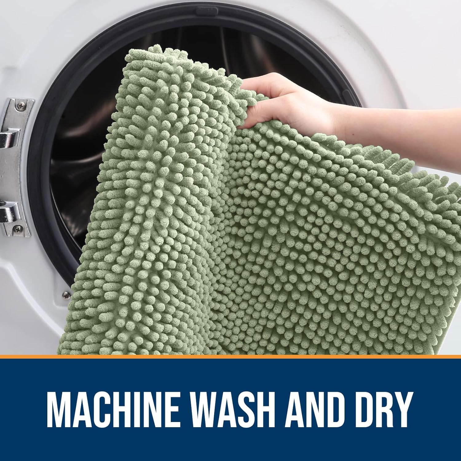 OLANLY Dog Door Mat for Muddy Paws 47x24, Absorbs Moisture and Dirt, Absorbent Non-Slip Washable Doormat, Quick Dry Chenille Mud Mat for Dogs, Entry Indoor Entryway Carpet for Inside Floor, Sage Green