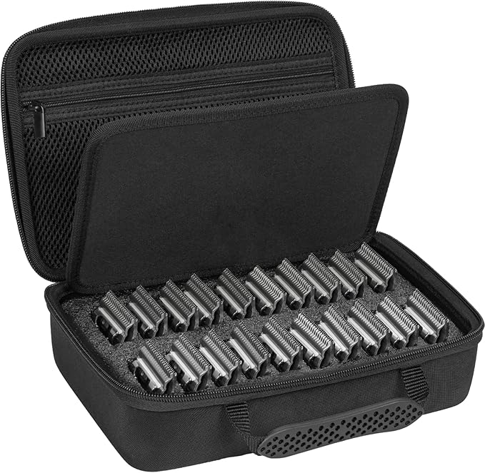 TORIBIO Hair Clipper Guard Blades Holder Case for Barbers and Stylists, Holds 20 Metal Guards for Andis, Oster, Wahl, Babyliss Detachable Clippers