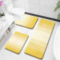 OLANLY Bathroom Rugs Sets 3 Piece, Soft Absorbent Microfiber Bath Mats and U-Shaped Contour Toilet Rug, Plush Shaggy Bath Mat Set for Bathroom (47"x20"+24"x16"+24"x20", Yellow)