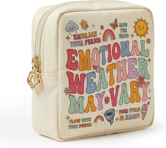 Primo Lines Period Bag – Compact Discreet Tampons & Pad Pouch with Waterproof Lining, Cute & Stylish Period Pouches