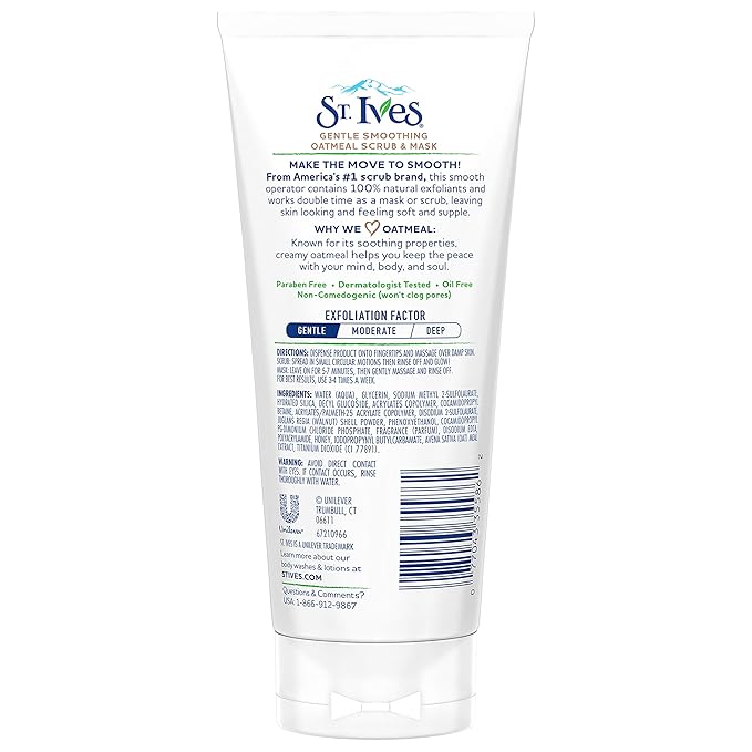 St. Ives Gentle Smoothing Face Scrub and Mask Oatmeal, ONE , 6 oz