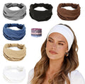 Wide Headbands for Women - 6 Pack Thick Stretchy Elastic Cloth Head Bands for Women's Hair, Non Slip Sweat Bands Soft Workout Headbands for Running, Makeup Headband for Washing Face, Spa & Skincare