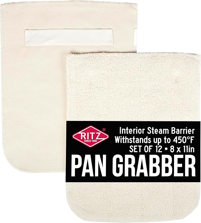 RITZ Food Service CLPG1-6P Terry Hot Pad Pot Holder with Steam Barrier, Commercial Product, 8" x 11", Set of 12, Beige