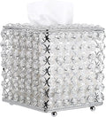 Sumnacon Crystal Square Tissue Box Cover - Decorative Tissue Box Holder, Sparkling Cube Tissue Holder for Bathroom Dresser Night Stand Table Car Store Office Home Decor, Silver