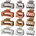 12 Pcs Hair Clips for Women 3 Styles Small Medium Large Claw Clips for Thin Thick Curly Hair, Strong Hold Hair Claw Clips, Stylish Hair Accessories Ideal Gifts for Women (Metallic Glitter)
