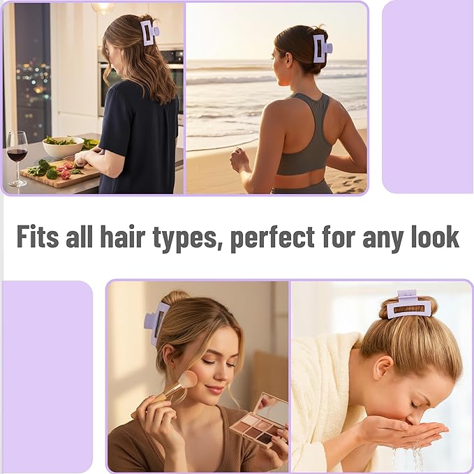 Ms. Pen- Large Hair Clips for Women, 4.3 Inch, 8 Pack, Purple, Hair Claw Clips for Women