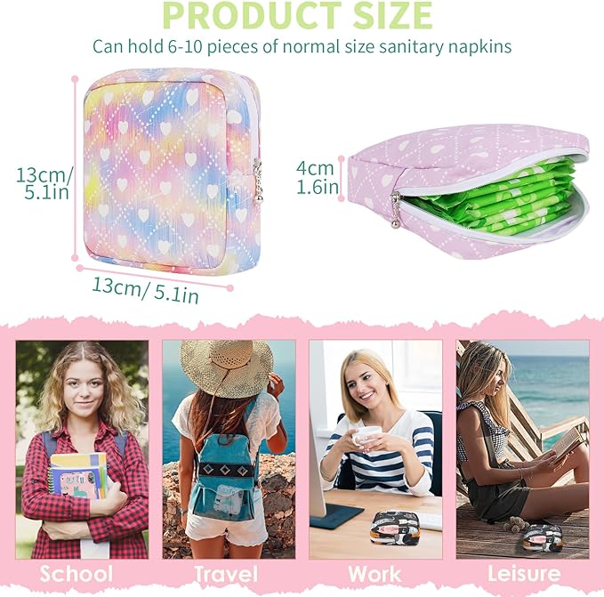 Desing Wish Sanitary Pad Storage Bag Portable Period Bag for Teen Pads/Sanitary Napkins/Small Tampons, Sanitary Napkin Storage Bag First Period Gifts for Teen Girls (Stacked Butterfly)